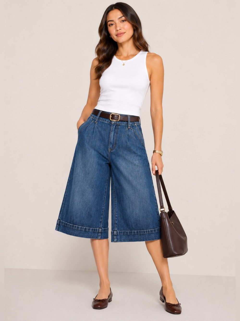 Old Navy Y2K Wide Leg Denim Gaucho Culotte Jeans Cropped Classic Rise Size 6 NWT